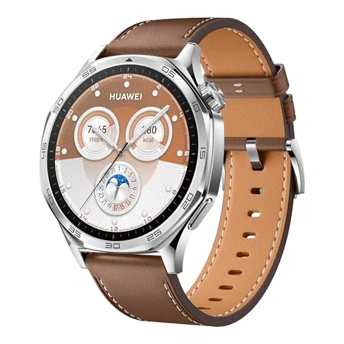 HUAWEI Watch GT 5 46 mm Smartwatch, scharfkantiges Design, brandneuer Lauf- und Radsport, Gesundheits-Tracking, bis zu 14 Tage Akkulaufzeit, kompatibel mit iOS und Android, Braun 【Amazon Exklusiv】