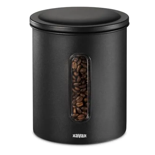 Hama | Vorratsdose für Kaffee aus Edelstahl (zur Aufbewahrung von gemahlenem Kaffee 700 g und 500 g, luftdicht, geeignet für jede Art von Produkt), Schwarz