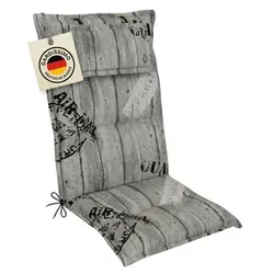 Gardissimo K778 Hochlehner Gartenstuhl Auflagen 8cm Kopfkissen grau - Hochwertige Gartenstuhlauflage im modernen Design, ideal für verschiedene Möbelarten. Mit strapazierfähiger Füllung und abnehmbarem Kopfpolster für optimalen Komfort. Qualität Made in Europe, Maße: 120x50x8 cm.