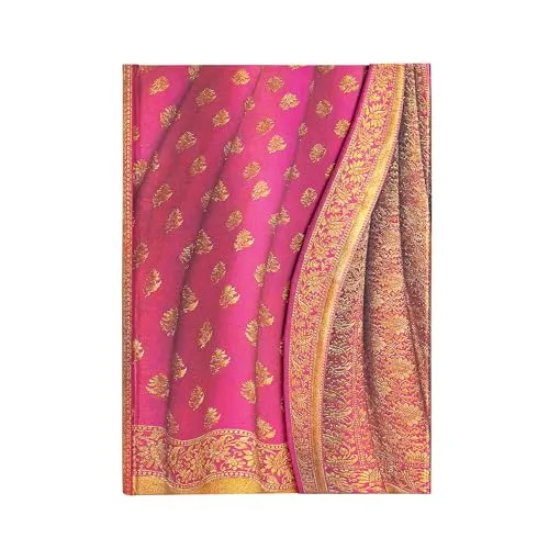 Paperblanks Varanasi-Seiden Gulabi, Notizbuch Midi Liniert in pink von Paperblanks