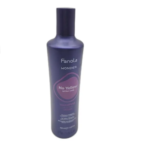 Fanola WONDER NO YELLOW SHAMPOO 350 ml - Effektive Gelbneutralisation - Hochwertiges Shampoo zur Neutralisation unerwünschter Gelbtöne, ideal für blondes und graues Haar. Sorgt für strahlende Farbfrische und gepflegte Haarstruktur.
