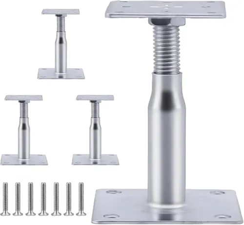 Stück Pfostenträger Höhenverstellbar, Dickwandiger Stahl-Pfosten-Schuh, 100-150 mm Höhe Pfostenschuh, Zum Aufschrauben, Stützenfuß Bodenfuß Betonfuß Regulierbar für Zäune, Unterstände, Carports 4