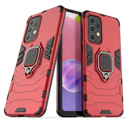betterfon Hülle Handyhülle Kompatibel mit Samsung Galaxy A33 5G | Handyhülle Stoßfest 360° Drehbarer Ring Ständer TPU Silikon Back Cover | Rot
