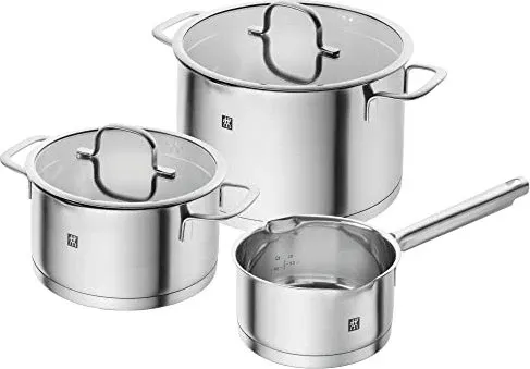 Zwilling Topf-Set TrueFlow, 3-tlg. Edelstahl mit Siebfunktion - Kochtöpfe aus hochwertigem 18/10 Edelstahl mit integrierter Siebfunktion, ideal für müheloses Kochen und Abgießen. Spülmaschinengeeignet und für alle Herdarten, einschließlich Induktion.