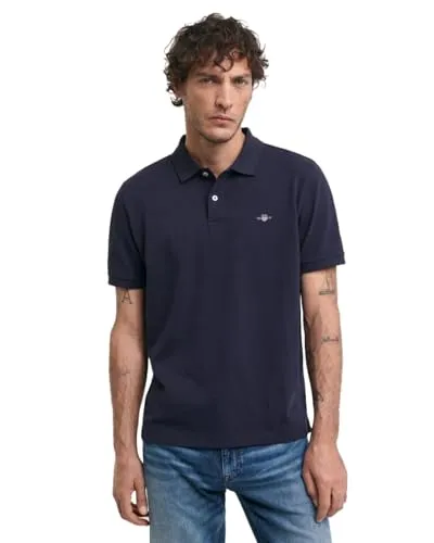 GANT REG EMB ARCHIVE SHIELD POLO Herren Poloshirt - Herren-Shirt in Evening Blue, aus 100% Baumwolle, mit seitlichen Schlitzen für optimalen Komfort und lässigen Look. Ideal für den Alltag oder Freizeit.