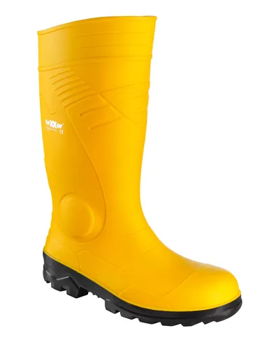 teXXor® S5-PVC-Sicherheitsstiefel - Gelb - Größe 41 - Robuste Sicherheitsstiefel für nasse Arbeitsbedingungen. Mit Stahlkappe und flexibler Sohle bieten sie optimalen Schutz und Halt. Ideal für Bau und Gartenbau. Schafthöhe: ca. 38 cm.