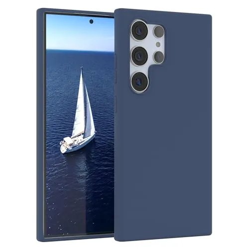EAZY CASE Premium Silikon Handyhülle kompatibel mit Galaxy S24 Ultra Slimcover mit Kameraschutz und Innenfutter, Silikonhülle, Schutzhülle, Bumper, Handy Case, Hülle, Softcase, Dunkelblau