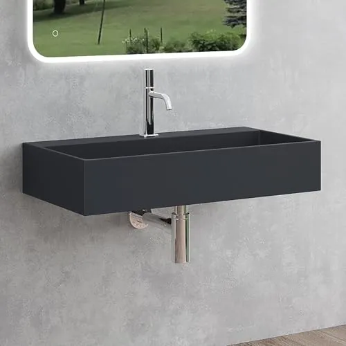 Mai & Mai Waschbecken Col6028 aus Mineralguss 80x40x14cm in Anthrazit matt