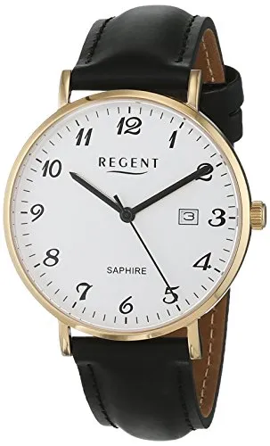 Regent Herren Analog Quarz Uhr 11100296 - Armbanduhren für Herren mit präzisem Quarzwerk, Mittelsekunde und Datumsanzeige für stilbewusste Männer