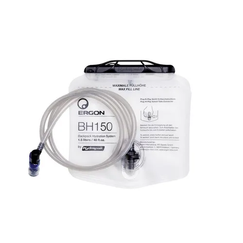 Ergon BH150 HydraPak Trinkblase 1,5 Liter - Perfekte Hydration für Abenteuer - Trinkblase mit 1,5 Litern Fassungsvermögen, ideal für Radfahrer und Outdoor-Enthusiasten, sorgt für optimale Hydration unterwegs.