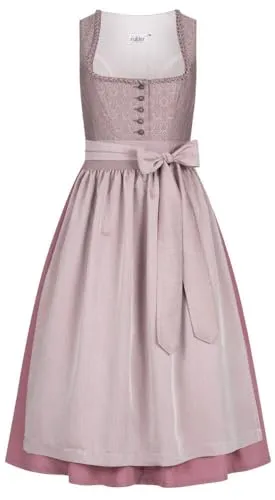 Nübler Dirndl lang Damen - Adele Altrosa, Größe 46 - Dirndl für Damen, 2-teiliges Set aus hochwertigem Kleid und Schürze im Landhausstil, ideal für festliche Anlässe und das Oktoberfest, mit eleganten Details und modischem Schnitt.