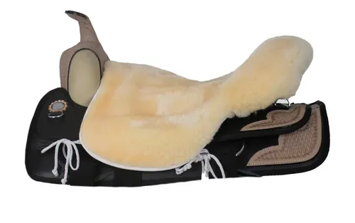 Engel Reitsport Lammfell Sattelsitzbezug Western ohne Horn - Fahrradsattelüberzüge, 100% echtes Merino Lammfell für optimalen Komfort und Temperaturausgleich, ideal für Western Sättel.