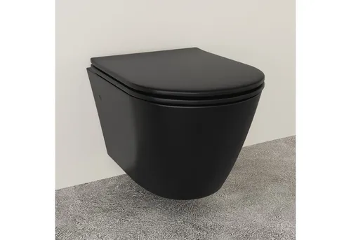 Alpenberger WC-Komplettset – Spülrandloses Wand-WC mit Absenkautomatik in Schwarz - Sanitäranlagen & Zubehör – Modernes spülrandloses Design für einfache Reinigung und hohe Hygiene, ausgestattet mit einer praktischen Absenkautomatik für zusätzlichen Komfort.