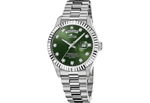 Lotus L18854/6 Herren Armbanduhr mit grünem Ziffernblatt - Armbanduhren in Edelstahl, wasserdicht bis 100m, ideal für aktive Männer und stilvolle Anlässe.