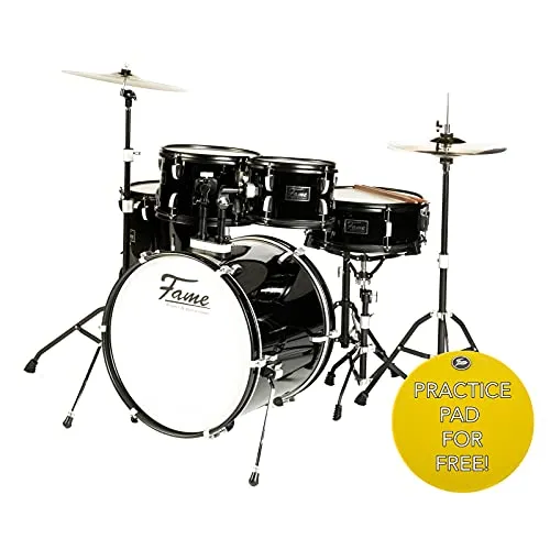 Fame FS20B First Step Studio Set, Piano Black, Komplettes Drum-Set, 22