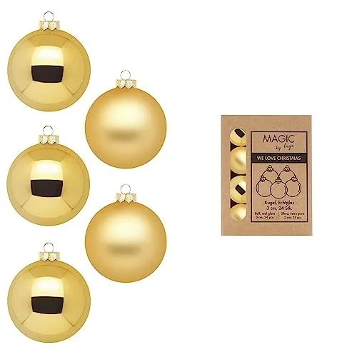 Weihnachtskugeln Glas 3cm x 24 Stück in Kartonbox Christbaumkugeln klein Gold Inkagold