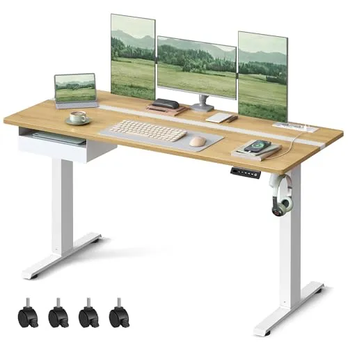 VASAGLE Höhenverstellbarer Schreibtisch elektrisch, 140 x 60 cm
