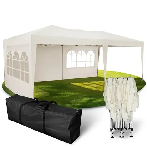 Kronenburg Faltpavillon 3x6 m - Wasserdicht mit UV Schutz 50+, Champagner - Gartenlauben mit 100% wasserdichtem Dach und 3 Seitenteilen, ideal für jede Wetterlage. Perfekt für Feste und Feiern im Freien.