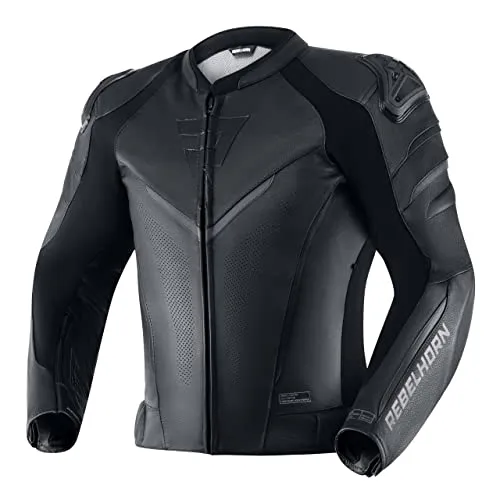 REBELHORN Fighter Motorradjacke Herren - Rindsleder mit Schutz und Belüftung - Schutzjacke aus langlebigem Rindsleder mit CE-Stufe 2 Protektoren, wasserdichter Softshell-Weste und optimaler Belüftung für Komfort und Sicherheit beim Fahren.