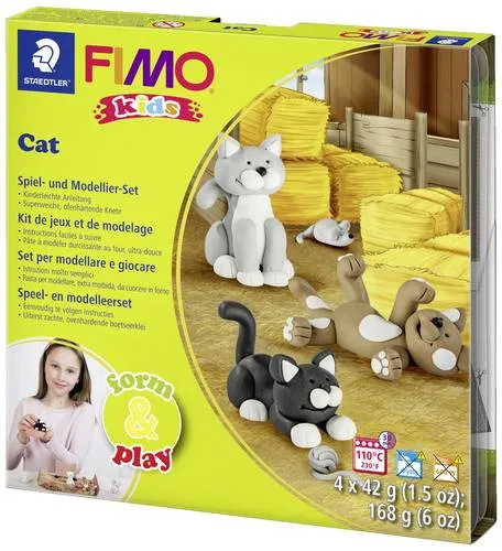 Staedtler FIMO kids 8034 Ofenhärtende Modelliermasse, Set Cat, 8034 16 LY