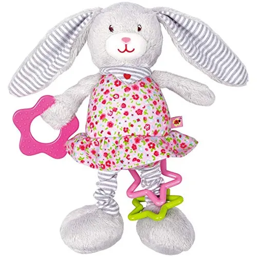 COPPENRATH DIE SPIEGELBURG Schnuffeltuch 15806 Activity-Häschen - Stilltücher mit vielfältigen Spielmöglichkeiten, das Activity-Häschen rasselt, quietscht und hat Beißelemente – perfekt für die Sinne Ihres Babys!