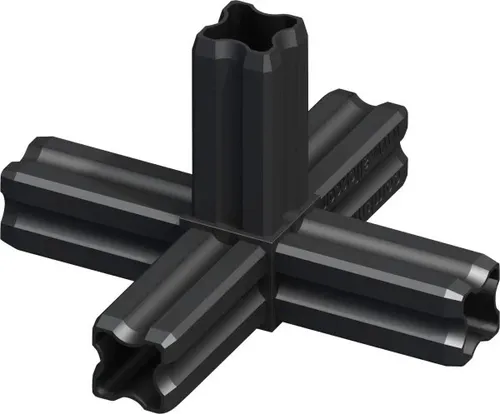 alfer Knotenverbinder 23,5 mm schwarz 5 Zapfen Kunststoff Verbinder Eckverbinder