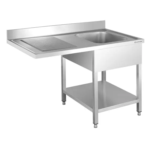 GastroHero Spülzentrum 120x70 cm - Edelstahl Spültisch mit Ausgussbecken - Hochwertiger Gastro Spültisch aus Edelstahl mit praktischem Grundboden für optimale Ablageflächen – ideal für professionelle Küchen in Gastronomie und Hotellerie.