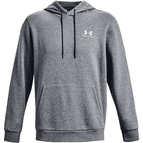 Under Armour Herren Essential Fleece Hoody grau XXL - Herren-Sweatshirt aus 80% Baumwolle für hohen Tragekomfort, ideal für Fitness und Freizeit, in Loose Fit für eine bequeme Passform.