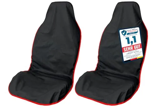 LIONSTRONG® Autositzschoner Vordersitz universell kompatibel [WASSERDICHT] - Autositzbezüge Vordersitze - Sitzschoner Sitzbezüge Auto - Autositz Sitzschutz - Werkstattschoner - Polyester Rot 2 St.