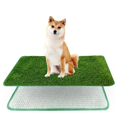 Hundeklo Wiederverwendbar, 71x46 cm Waschbar Hundetoilette Hunde Welpenklo Leicht Reinigen Trainingsunterlagen mit Kunstrasen für Balkon Zuhause Wohnung