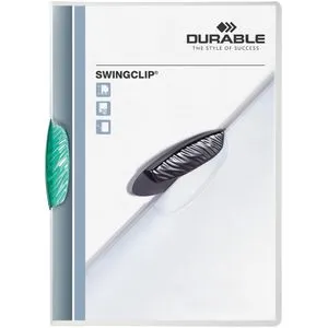 Durable Klemmhefter 2260-32 Swingclip, A4, für 30 Blatt, transparent, Clip petrol/dunkelgrün