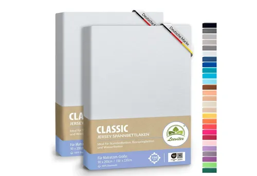 leevitex® Spannbettlaken Spannbettlaken Weiß 2er Pack 90x200 - 100x220, Mako-Jersey, Gummizug: rundum, (2 Stück)