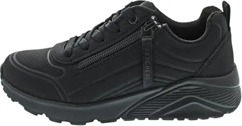 Skechers Umo Lite Jungen Sportschuh in Schwarz, Größe 38 - Sneaker für Jungen mit praktischem Reißverschluss und Schnürung, ausgestattet mit Skechers Air-Cooled Memory Foam für optimalen Tragekomfort und gepolsterte Zwischensohle.