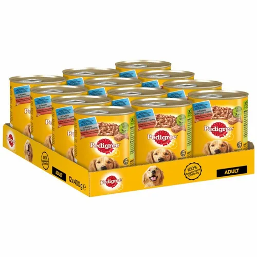 Pedigree Adult Hundenassfutter Vital Protection - 84 Portionsbeutel à 100g, gesundes Futter mit Huhn, Rind, Lamm, enthält Omega-6 für glänzendes Fell
