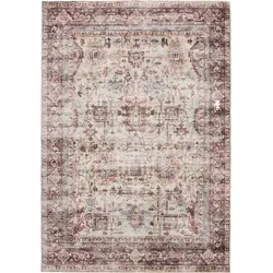benuta Basic Waschbarer Teppich George - Multicolor/Pink 200x300 cm - Teppich im Vintage-Stil, pflegeleicht und bei 30° waschbar, ideal für Wohnzimmer und Schlafzimmer. Mit Anti-Rutsch-Rückseite für sicheren Halt.