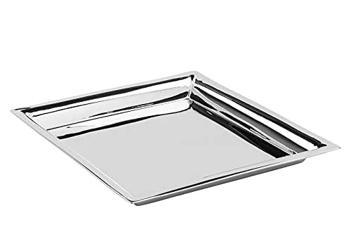 Fink Dekotablett NAGANO - Multifunktionales Serviertablett aus Edelstahl - Elegantes Tablett aus hochwertigem Edelstahl, ideal für Servieren, Tragen und Abstellen. Perfekt für Hochzeiten, Gartenpartys oder als stilvolle Tischdekoration.