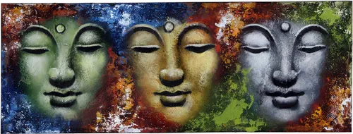 Gemälde auf Leinwand Buddha 45x120 cm - Ethno-Stil - Hochwertiges Leinwandbild im Ethno-Stil, handgefertigt und fair gehandelt. Ideal für eine stilvolle Wandgestaltung, bringt Harmonie in Ihr Zuhause.