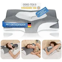 Ergonomisches Nackenkissen aus Memory Foam - Komfortables Schlafkissen für Nackenschmerzen - Das ergonomische Nackenkissen aus Memory Foam sorgt für eine optimale Druckverteilung und passt sich individuell an Kopf und Nacken an. Ideal für alle Schlafpositionen und mit abnehmbarem Bezug für einfachen Komfort.