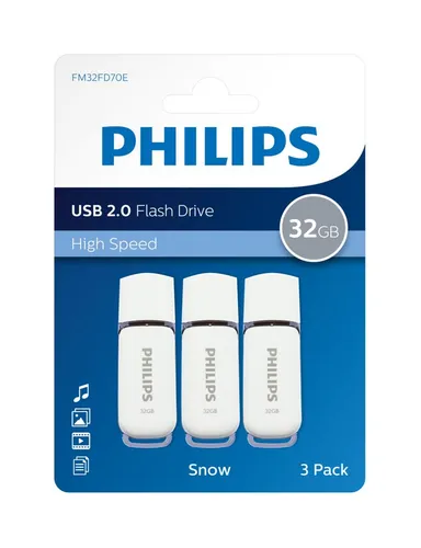 Philips Snow Edition 2.0 USB-Stick 32GB - USB-Stick mit 32GB Speicher, USB 2.0 Verbindung und schützender Kappe, ideal für den sicheren Transport Ihrer Daten.