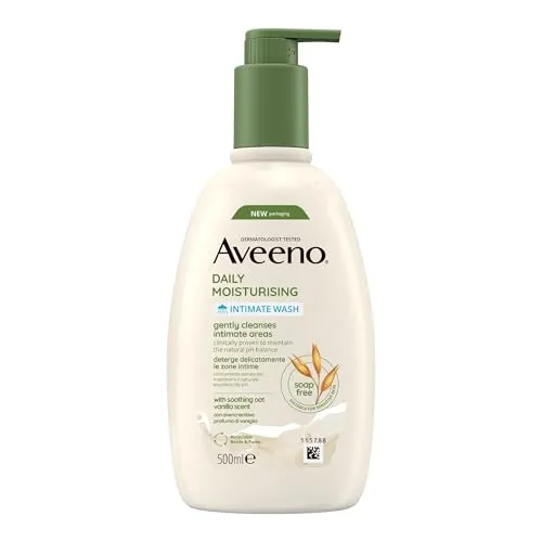 Aveeno Daily Moisturising Intimreiniger, Waschmittel für die tägliche Intimhygiene ohne Seife, Intim-Gel mit Vanilleduft, sanftes Reinigungsmittel für empfindliche Haut mit Hafer, 500 ml