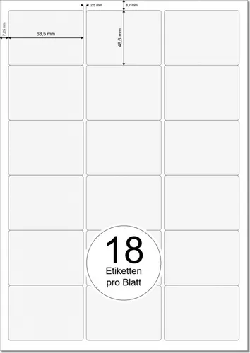PRINTATION Papier-Etiketten (B63,5xH46,6mm) 100xA4 à 18 Eti. 1548838-GP