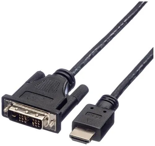 Roline DVI / HDMI Anschlusskabel DVI-D 18+1pol. Stecker, HDMI-A Stecker 1.50m Schwarz 11.04.5516 Geschirmt, beidseitig