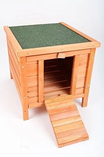 point-zoo Kleintierstall Hasenstall Katzenhaus - Wetterfester Kleintierstall mit aufklappbarem Dach und stabilen Holzfüßen, ideal für Hasen und Katzen. Praktische Treppentür für einfachen Zugang.