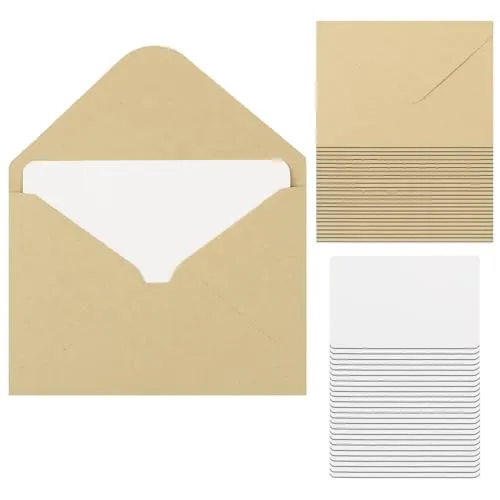 Stück 100 x 70 mm Briefumschläge Aus Kraftpapier, Festliche Kuverts 25