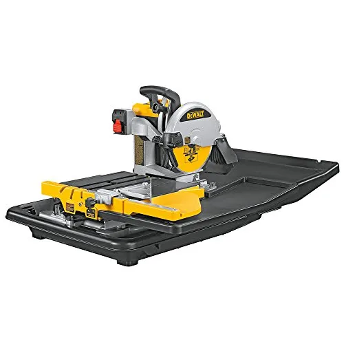 DEWALT D24000-QS Stein- und Fliesensäge - Professionelle 1.600 Watt Fliesensäge mit Längsschnitten bis 610 mm, optimal für präzise 45°- und 90°-Schnitte dank Winkelanschlag und einfacher Reinigung.