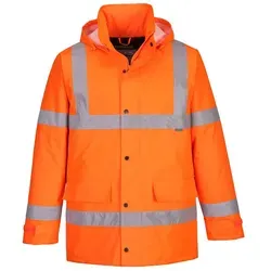 Portwest S460 Wasserdichte Komfort Hi-Vis Winter-Verkehrsjacke Orange - 5XL, extrem strapazierfähig mit verstaubarer Kapuze und optimaler Sichtbarkeit
