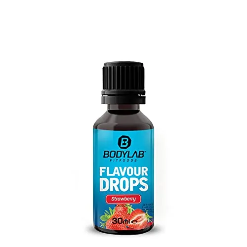 Bodylab24 Flavour Drops 30ml Erdbeere, Kalorienfreie, Zuckerfreie & Fettfreie Aroma-Tropfen, Flavdrops zum Süßen von Lebensmitteln, Kaffee Sirup, Geschmackstropfen ohne Künstliche Farbstoffe