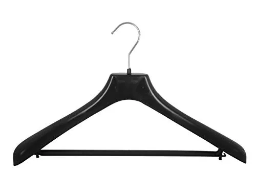 Kleiderbuegelshop24 Anzugbügel mit Steg und Rockhaken, schwarz, 42 cm, NEU, 10 Stück