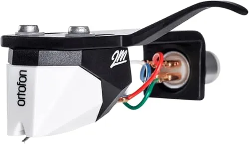 Ortofon 2M Mono Premounted - 2M Mono Tonabnehmer montiert am SH-4 Black Headshell | einfache Montage an S-förmigen Tonarmen | Weiß/Schwarz