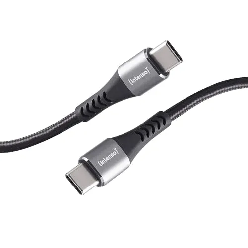 Intenso C315C USB-C auf USB-C Kabel, 60W Schnellladen, 1,5 m, für iPhone, Samsung Galaxy, Macbook, Laptop, iPad, schwarz